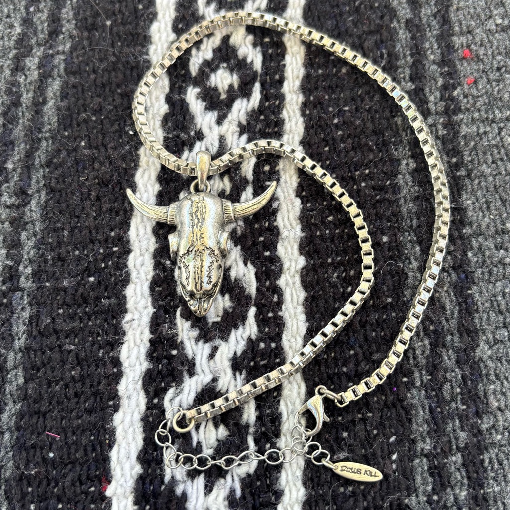Dolls Kill Silver Bull Head Pendant Necklace